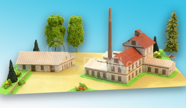 Anenský důl Příbram - papírový model 1:200