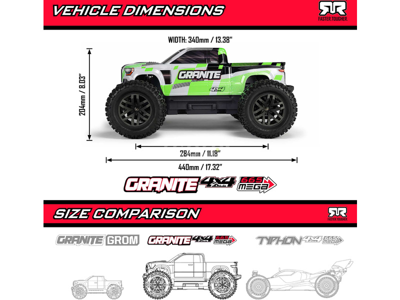 RC auto Arrma Granite Mega 665 1:10 4WD RTR, modrá