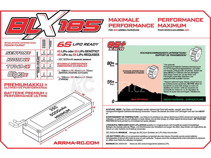 Arrma Kraton 6S BLX 1:8 4WD RTR červená