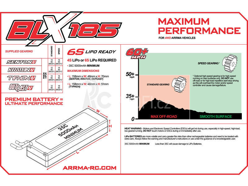 Arrma Kraton 6S BLX 1:8 4WD RTR červená