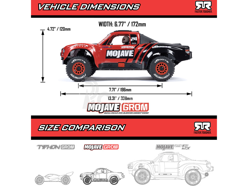 RC auto Arrma Mojave Grom 1:18 4WD RTR, červená