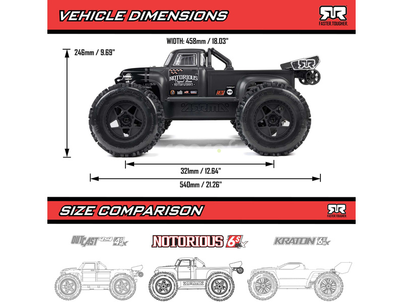 RC auto Arrma Notorious 6S V6 BLX 1:8 4WD RTR, černá