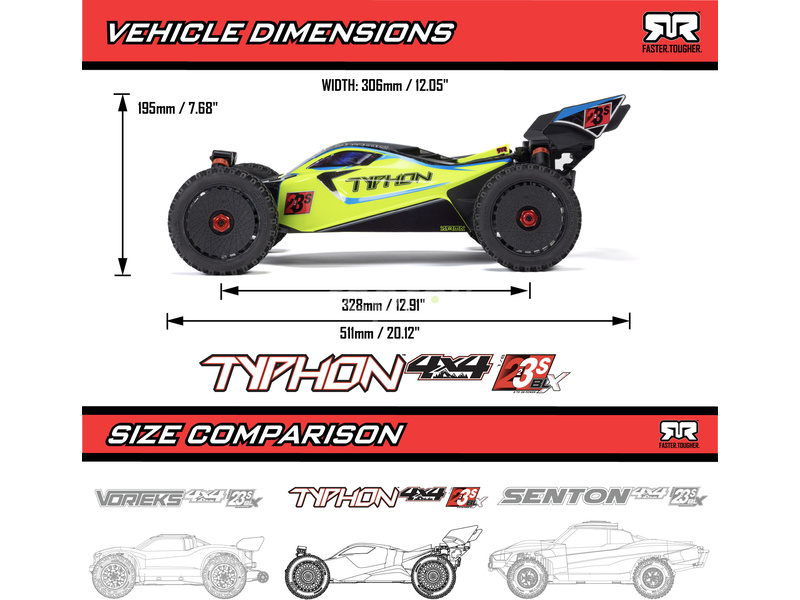 RC auto Arrma Typhon 223S BLX 1:8 4WD RTR DSC, zelená