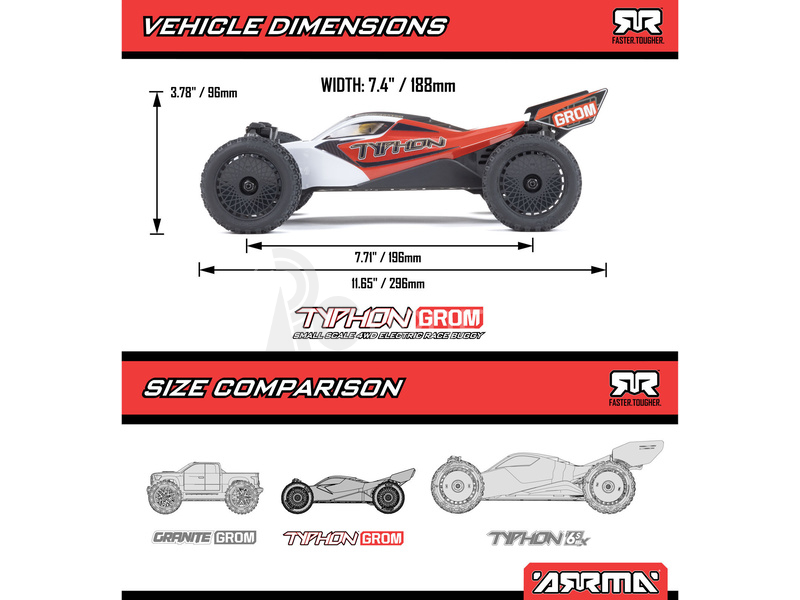 RC auto Arrma Typhon Grom 1:18 4WD Smart RTR, modrá