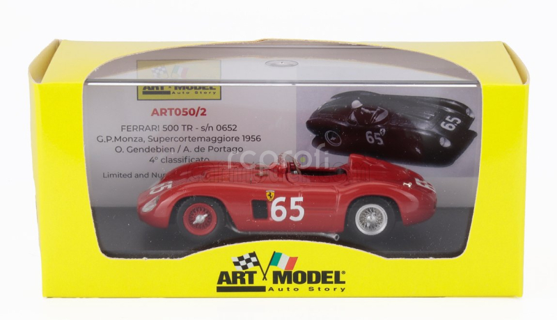 Art-model Ferrari 500tr S/n.0652 N 451 4th Monza Supercortemaggiore Gp 1956 Olivier Gendebien - Alfonso De Portago - 1:43 Red
