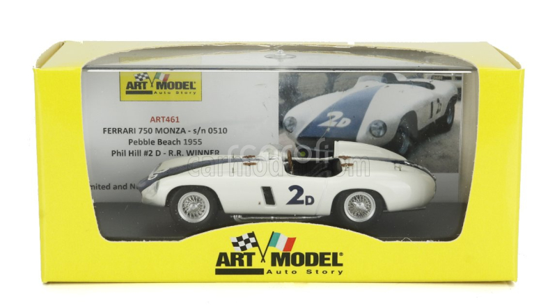 Art-model Ferrari 750 Monza 3.0l Spider N 2d Winner Pebble Beach 1955 Phil Hill 1:43 Bílá Modrá