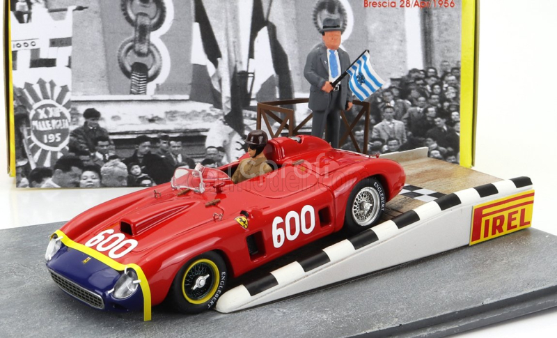 Art-model Ferrari Diorama - 290mm Spider S/n0626 N 600 Mille Miglia 1956 Juan Manuel Fangio 1:43 Červená Modrá Žlutá
