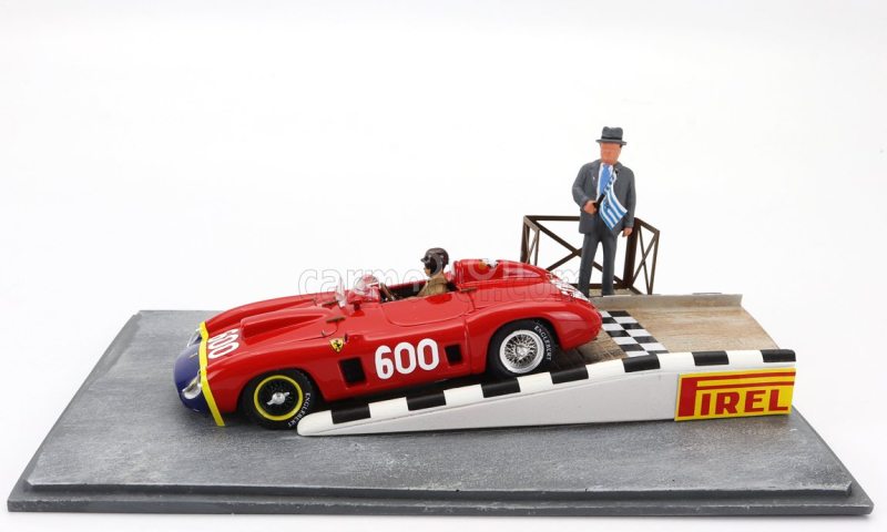Art-model Ferrari Diorama - 290mm Spider S/n0626 N 600 Mille Miglia 1956 Juan Manuel Fangio 1:43 Červená Modrá Žlutá