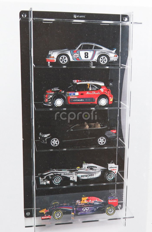 Atlantic Vetrina display box Espositore - For 5 Cars 1/18 Lungh.lenght Cm 36.8 X Largh.width Cm 12.5 X Alt.height Cm 70.0 (altezza Utile Tra I Ripiani Cm 12.0 Inner Height Among Shelves) 1:18 Plastový Displej