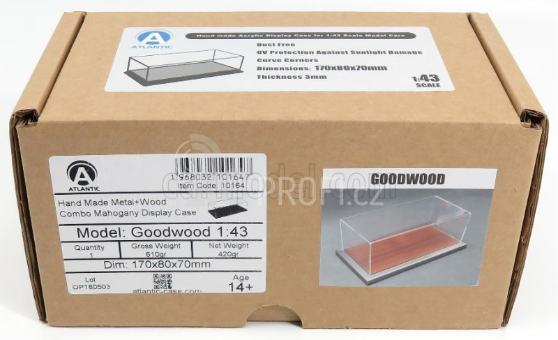 Atlantic Vetrina display box Goodwood Mahogany Base In Legno 1:43, mahagon