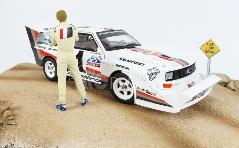 Autoart Audi Quattro Sport S1 N 1 Winner Rally Pikes Peak Hill Climb 1987 W.rohrl - With Figure 1:18 Žlutá Bílá Červená