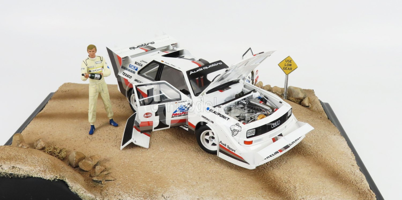 Autoart Audi Quattro Sport S1 N 1 Winner Rally Pikes Peak Hill Climb 1987 W.rohrl - With Figure 1:18 Žlutá Bílá Červená