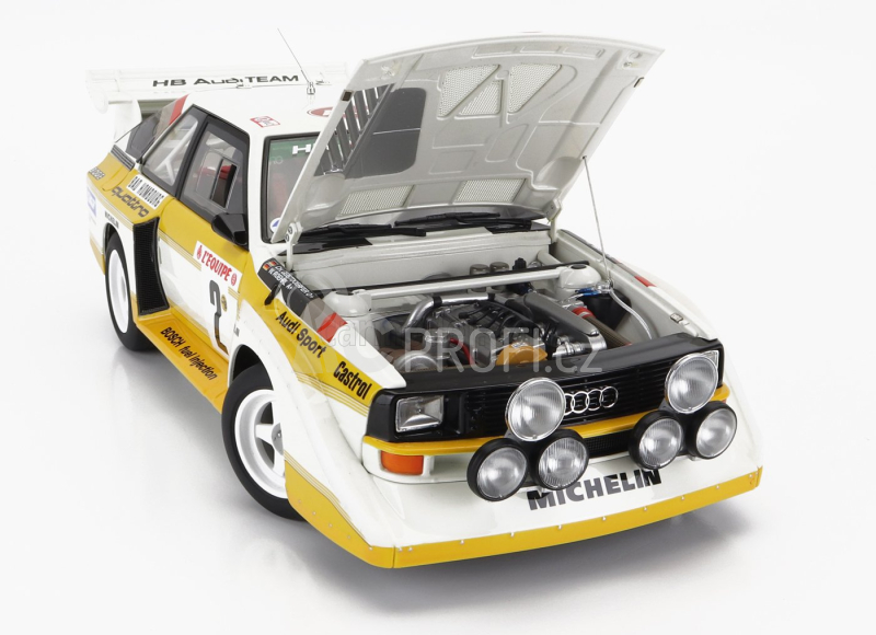 Autoart Audi Quattro Sport S1 (night Version) N 2 4th Rally Montecarlo 1986 With Figure W.rohrl - C.geistdorfer 1:18 Žlutá Bílá Červená