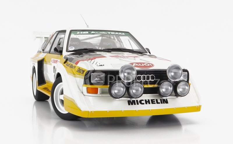 Autoart Audi Quattro Sport S1 (night Version) N 2 4th Rally Montecarlo 1986 With Figure W.rohrl - C.geistdorfer 1:18 Žlutá Bílá Červená