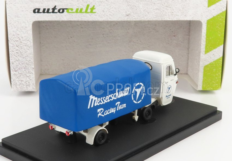 Autocult Piaggio Ape Pentaro Renntransporter Messerschmitt 1948 1:43 Bílá Modrá