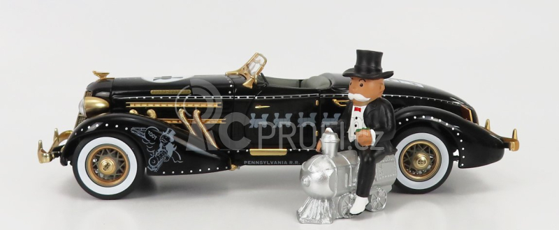 Autoworld Auburn 851 Speedster Open 1935 With Mr. Monopoly Figure 1:18 Černé Zlato
