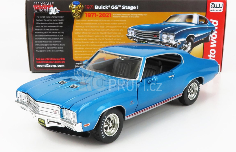 Autoworld Buick Gs Stage1 Coupe 1971 1:18 Blue Met