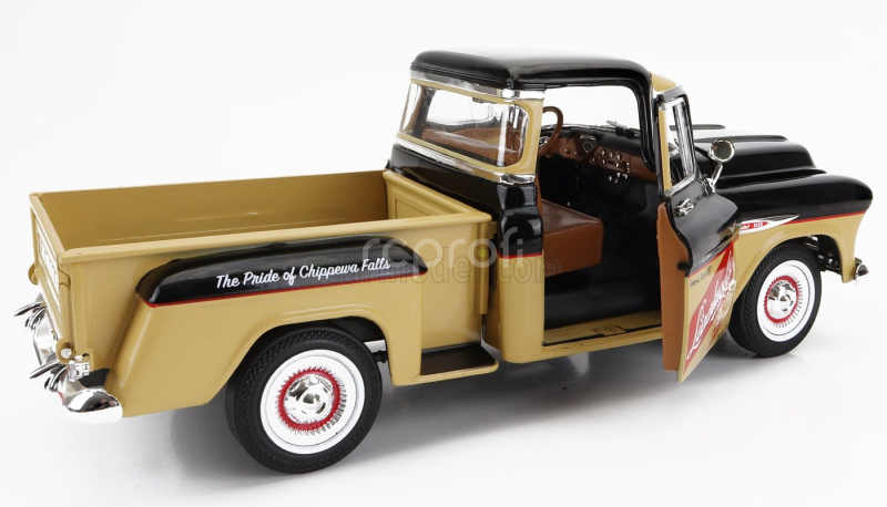 Autoworld Chevrolet 3100 Stepside Pick-up Leinenkugle's 1957 1:18 Beige Black