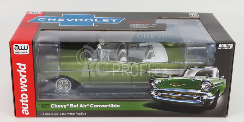 Autoworld Chevrolet Bel Air Cabriolet Open 1957 1:18 Green Met