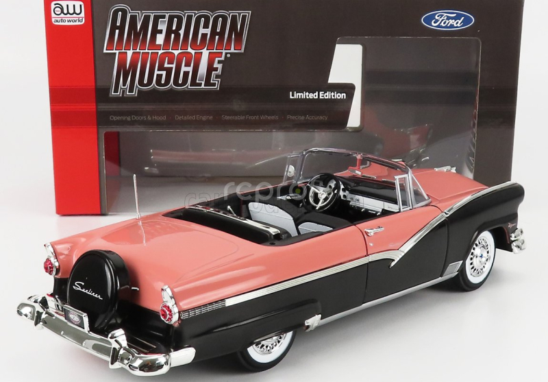 Autoworld Ford usa Fairlane Sunliner Cabriolet Open 1956 1:18 Černá Růžová