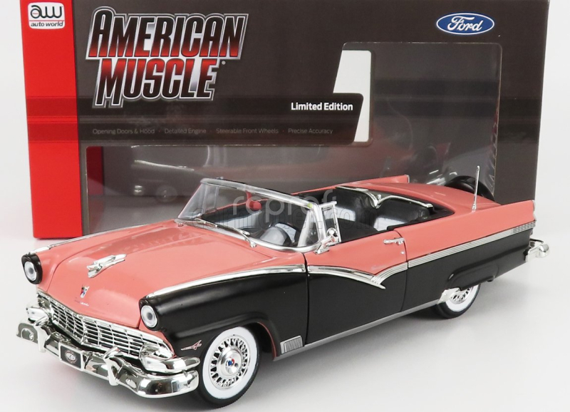 Autoworld Ford usa Fairlane Sunliner Cabriolet Open 1956 1:18 Černá Růžová