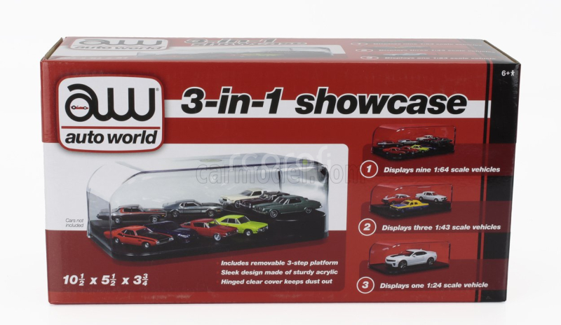 Autoworld Vetrina display box Set 3 In 1 Display Case Interchangeable Inserts - Lungh.lenght Cm 27.0 X Largh.width Cm 14.0 X Alt.height Cm 9.0 (altezza Interna Cm 7.2) 1:24 Plastový Displej