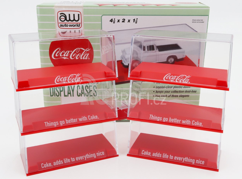 Autoworld Vetrina display box Set 6x Base Rossa - Coca-cola 1:64, červená