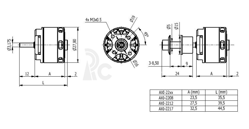 AXI 2208/20 V2 střídavý motor