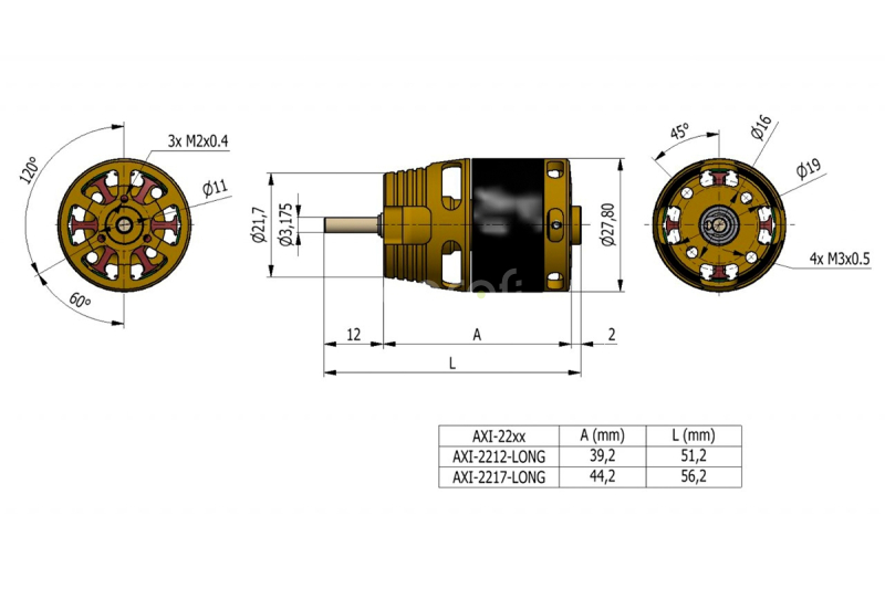 AXI 2212/12 V3 LONG střídavý motor