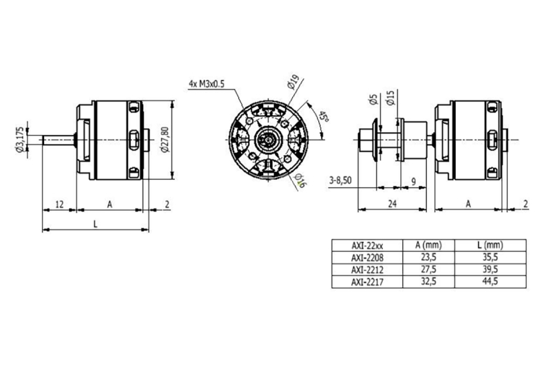 AXI 2212/20 V3 střídavý motor