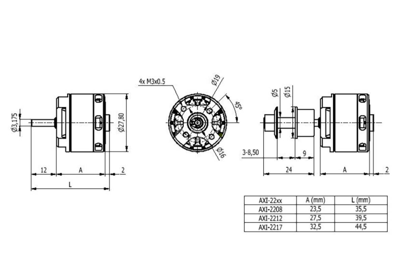 AXI 2217/12 V3 střídavý motor
