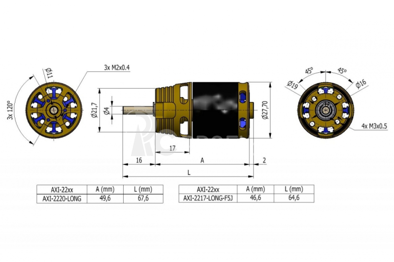 AXI 2220/12 V2 LONG střídavý motor