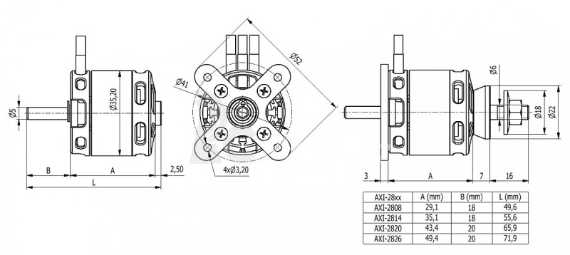 AXI 2808/16 V2 střídavý motor