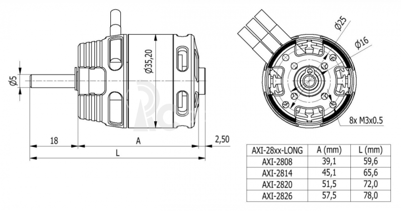 AXI 2814/16 V2 LONG střídavý motor