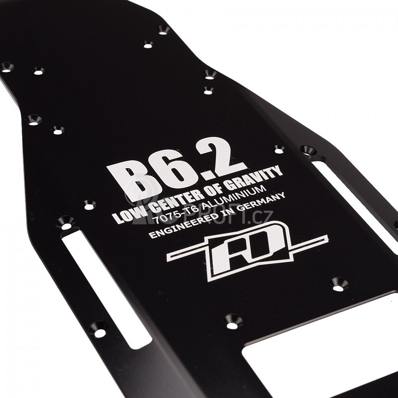 B6.2 +3mm 7075 hliníkové šasi (černé)