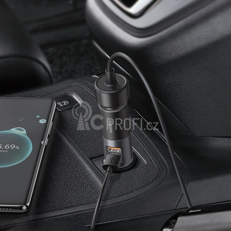 Baseus Nabíječka do auta Fast Charge s rozšiřujícím portem pro zapalovač cigaret, 2x USB