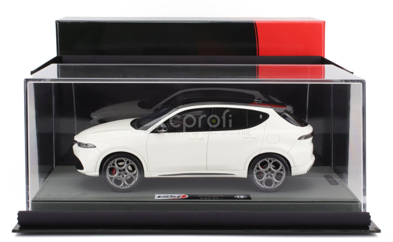 Bbr-models Alfa romeo Tonale Tributo Black Roof 2023 - Con Vetrina - With Showcase 1:18 Bianco Alfa - Bílá Černá