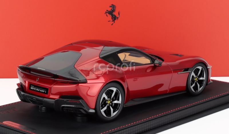 Bbr-models Ferrari 12cilindri V12 830cv Panoramic Roof 2024 - Con Vetrina - With Showcase 1:18 Rosso Fuoco - Červená S Černou