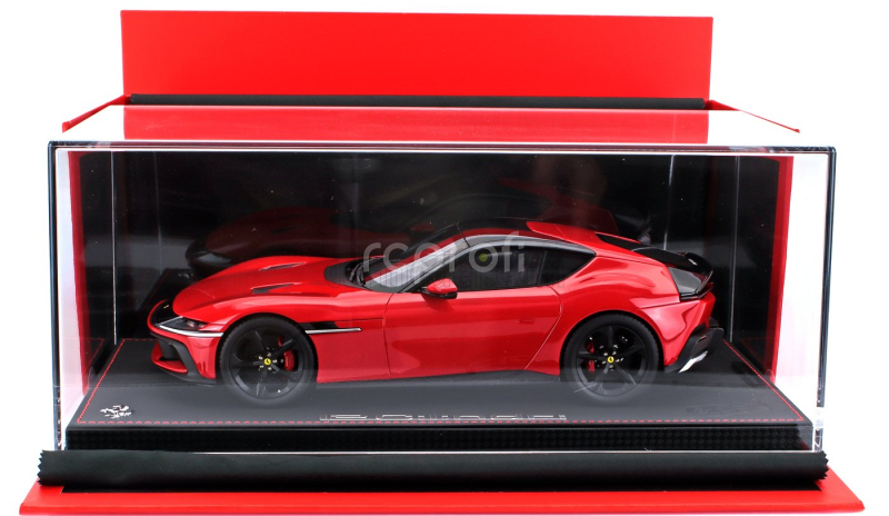 Bbr-models Ferrari 12cilindri V12 830cv Panoramic Roof 2024 - Matt Black Rims - Con Vetrina - With Showcase 1:18 Rosso Corsa - Červená