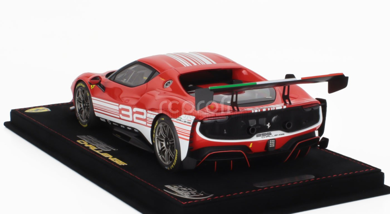 Bbr-models Ferrari 296 Gt3 3.0l Twin Turbo V6 Challenge N 32 Launch Version 2023 - Con Vetrina - With Showcase 1:18 Červená Bílá