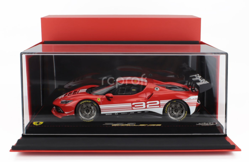 Bbr-models Ferrari 296 Gt3 3.0l Twin Turbo V6 Challenge N 32 Launch Version 2023 - Con Vetrina - With Showcase 1:18 Červená Bílá