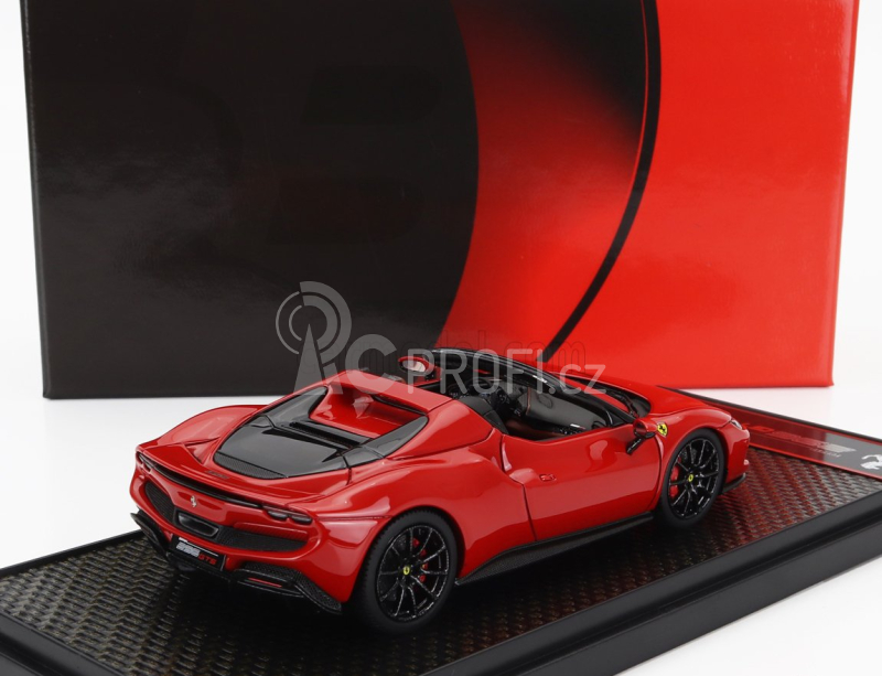 Bbr-models Ferrari 296 Gts Spider 2022 - Black Wheels 1:43 Rosso Corsa 322 - Červená