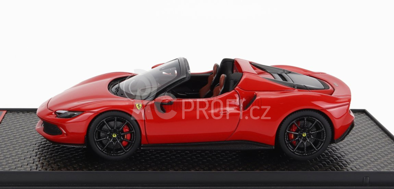 Bbr-models Ferrari 296 Gts Spider 2022 - Black Wheels 1:43 Rosso Corsa 322 - Červená