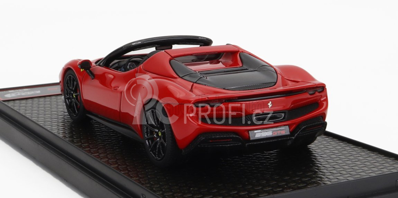 Bbr-models Ferrari 296 Gts Spider 2022 - Black Wheels 1:43 Rosso Corsa 322 - Červená