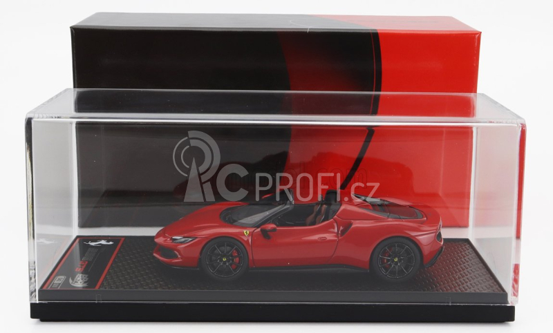 Bbr-models Ferrari 296 Gts Spider 2022 - Black Wheels 1:43 Rosso Corsa 322 - Červená