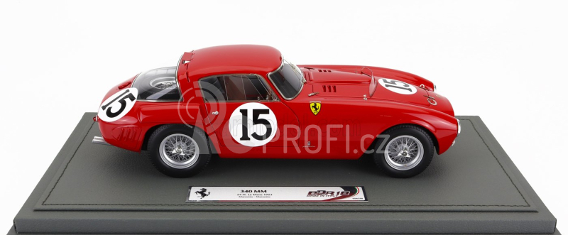 Bbr-models Ferrari 340mm 4.1l V12 S/n0320 Team Scuderia Ferrari N 15 24h Le Mans 1953 P.marzotto - G.marzotto - Con Vetrina - With Showcase 1:18 Red