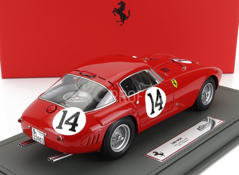 Bbr-models Ferrari 340mm 4.1l V12 S/n0322 Team Scuderia Ferrari N 14 24h Le Mans 1953 G.farina - M.hawthorn - Con Vetrina - With Showcase 1:18 Red