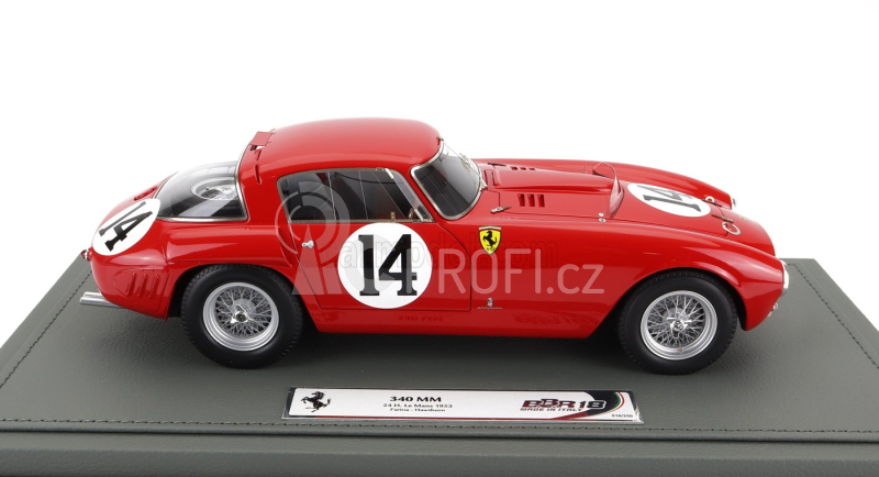 Bbr-models Ferrari 340mm 4.1l V12 S/n0322 Team Scuderia Ferrari N 14 24h Le Mans 1953 G.farina - M.hawthorn - Con Vetrina - With Showcase 1:18 Red