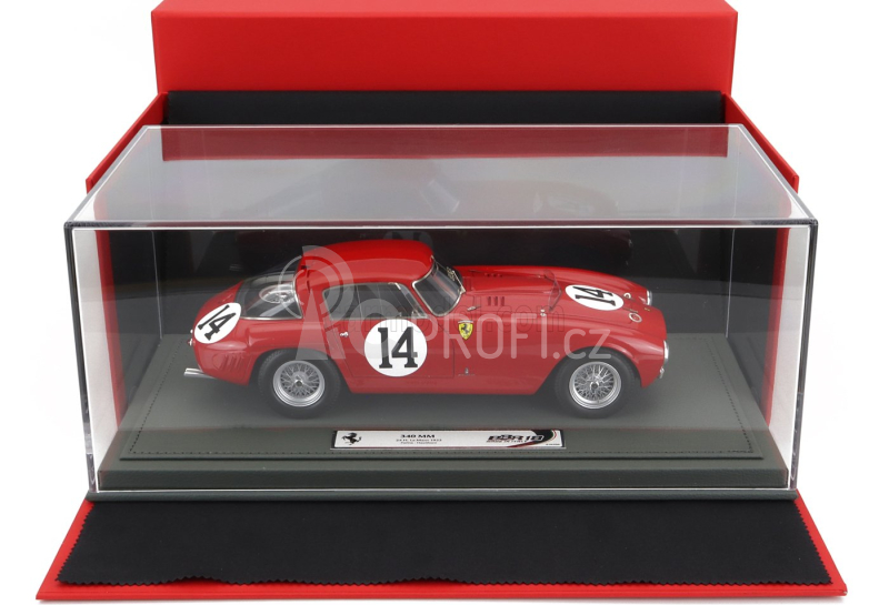 Bbr-models Ferrari 340mm 4.1l V12 S/n0322 Team Scuderia Ferrari N 14 24h Le Mans 1953 G.farina - M.hawthorn - Con Vetrina - With Showcase 1:18 Red