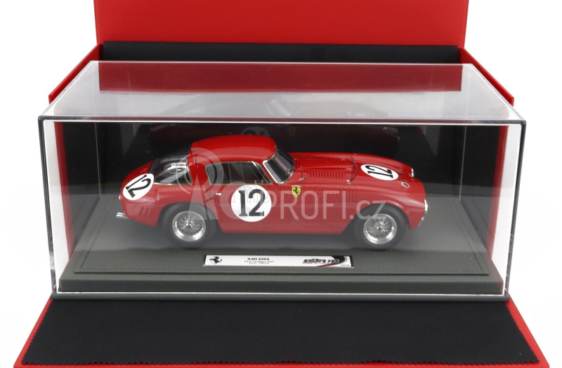 Bbr-models Ferrari 340mm 4.5l V12 S/n0318 Team Scuderia Ferrari N 12 24h Le Mans 1953 A.ascari - L.villoresi - Con Vetrina - With Showcase 1:18 Red